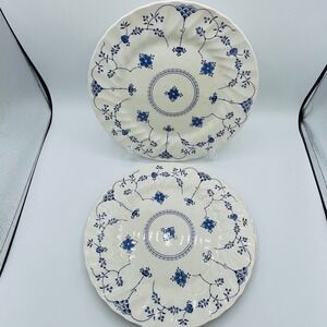 Vintage Myott Finlandia Blue White Dinner Plates Set of 2 Staffordshire England